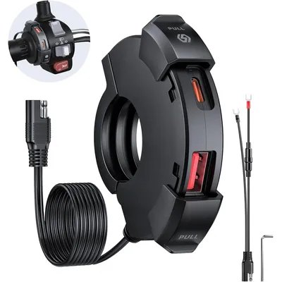 Anchtek Universal Motorrad USB-Ladegerät 48w qc 3,0 pd Netzteil wasserdicht Lenker montiert Halterung Kamera Telefon Ladegerät Image