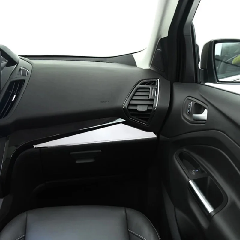 FOHLEN BRENNEN ABS Chrom Auto Durchführung Handschuhe Schnürung Aufkleber Glovebox Aufkleber Für Ford Kuga Escape LHD 2013 - 2017 Zubehör Image