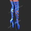 Blau aushöhlen Plateaus tiefel Lack leder offene Zehen Schuhe für Frauen dünne High Heels sexy Damenschuhe 2024 zapatos para mujere
