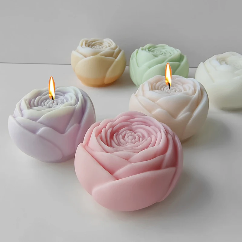 3D Runde Blume Silikon Kerze Formen Hausgemachte Blume Seife Schokolade Eis Kuchen Werkzeug Hause Dekoration Handwerk Harz Gips Form Image