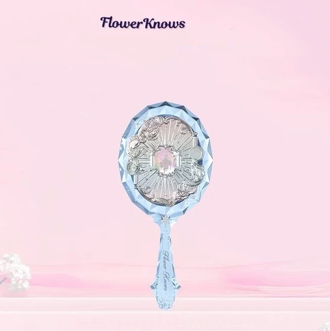 Blume weiß Mondlicht Meerjungfrau exquisite strukturierte Kristall Hands piegel blau rosa Damen Make-up Spiegel Image