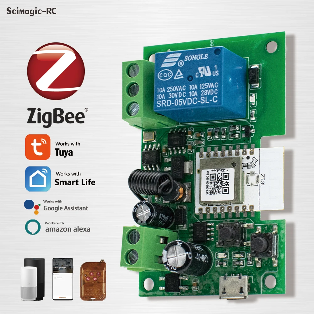 1ch Tuya Zigbee eWelink Smart Lichtschaltermodul DC 12 V 24 V 220 V RF433 Empfangen 10 A Relais Funktioniert mit Alexa Google 2MQTT Gateway Image