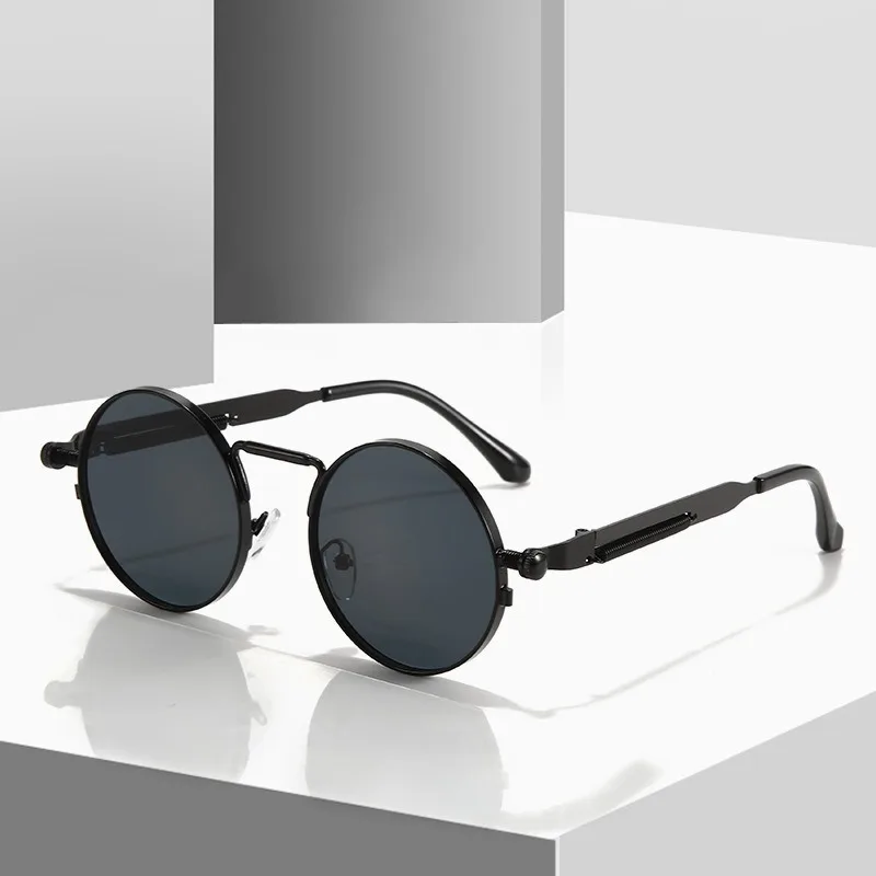 Retro Männer Punk Stil Sonnenbrille Bunte Runde Metall Rahmen Frauen Mode Sonnenbrillen Uv400 2023 Image