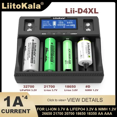 Liitokala Lii-D4XL Battery Charger 18650 3.7V 18350 18500 21700 26650 1.2V AA AAA D NiMH 3.2V 32700