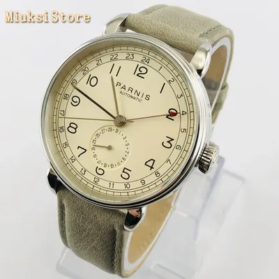 Parnis neue top mens automatische mechanische uhr 42mm silber fall GMT arabischen mark datum fenster