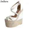 Sorbern Seil-Keilabsatz, 18 cm, High Heels, Größe 13, Schuhe für Damen, Übergröße 34–46,