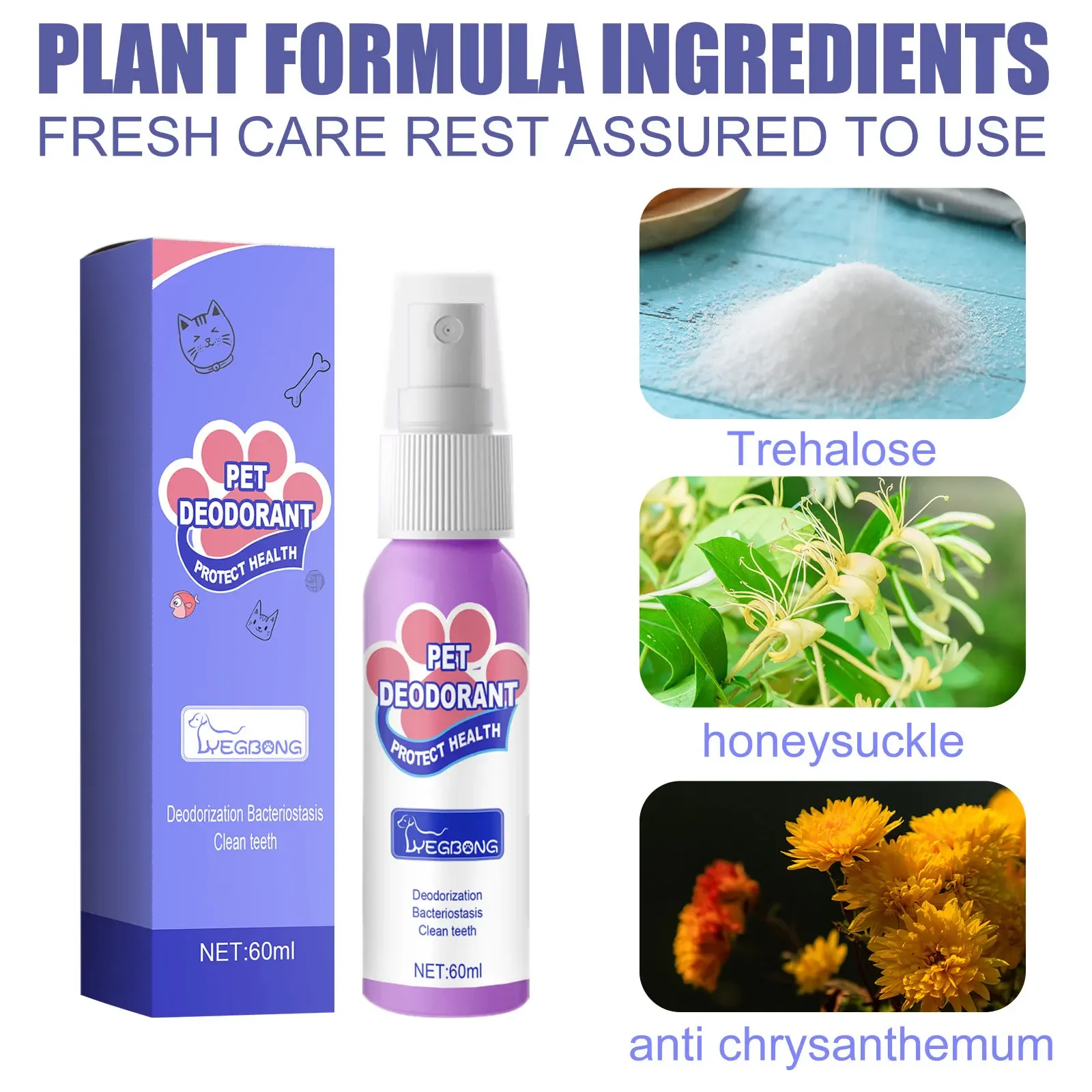 60ml Hund Deodorant Spray verschluckt Hund Mundgeruch Spray praktische Haustier Hund Mund Reinigungs spray Mund gesundheitspflege Haustier produkte Image