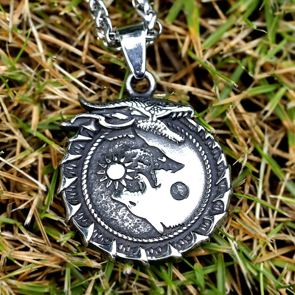 NEUE männer 316L edelstahl vintage Viking Wolf Anhänger Halskette Tier mode schmuck Geschenk kostenloser versand Image