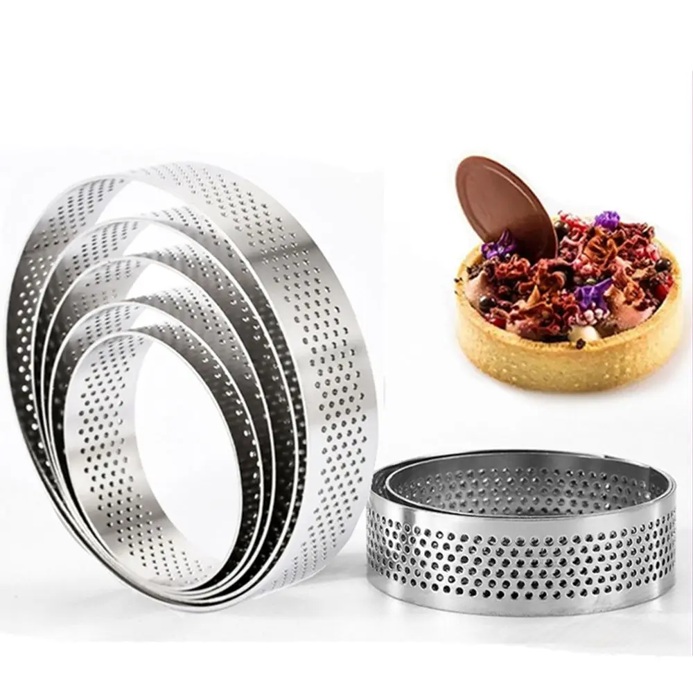 Törtchen Formen Back geschirr Mousse Kreis Form Torte Ring Kuchen form Backen Edelstahl Französisch Dessert Obst kuchen Werkzeug Image