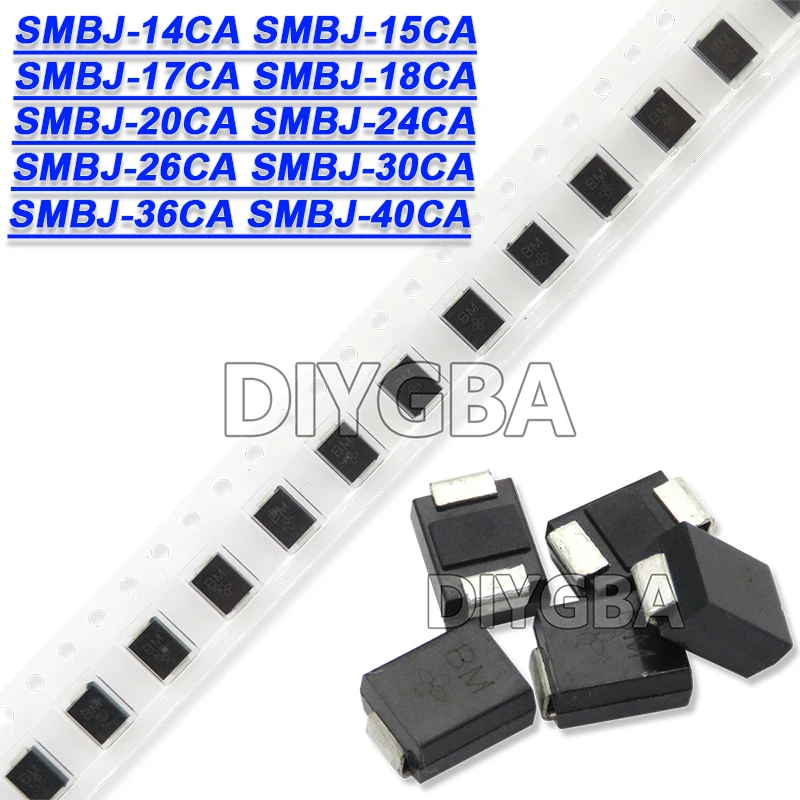 50pcs SMBJ-14CA SMBJ-15CA SMBJ-18CA SMBJ-20CA SMBJ-24CA SMBJ-40CA tvs diode 600w smb DO-214AA bidirektion ale diode Image