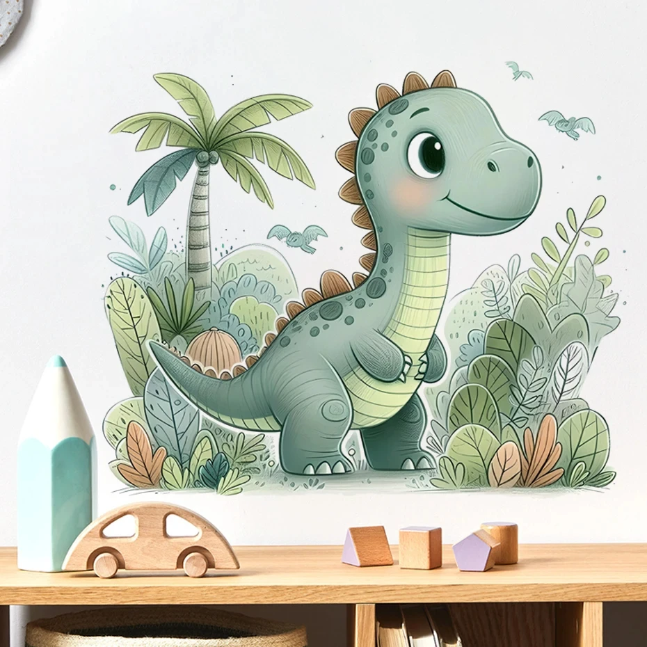 Cartoon niedliche Dinosaurier Wandaufkleber für Kinderzimmer Junge Kinderzimmer Wohnzimmer Kinderzimmer Hintergrund Dekoration Wandtattoos