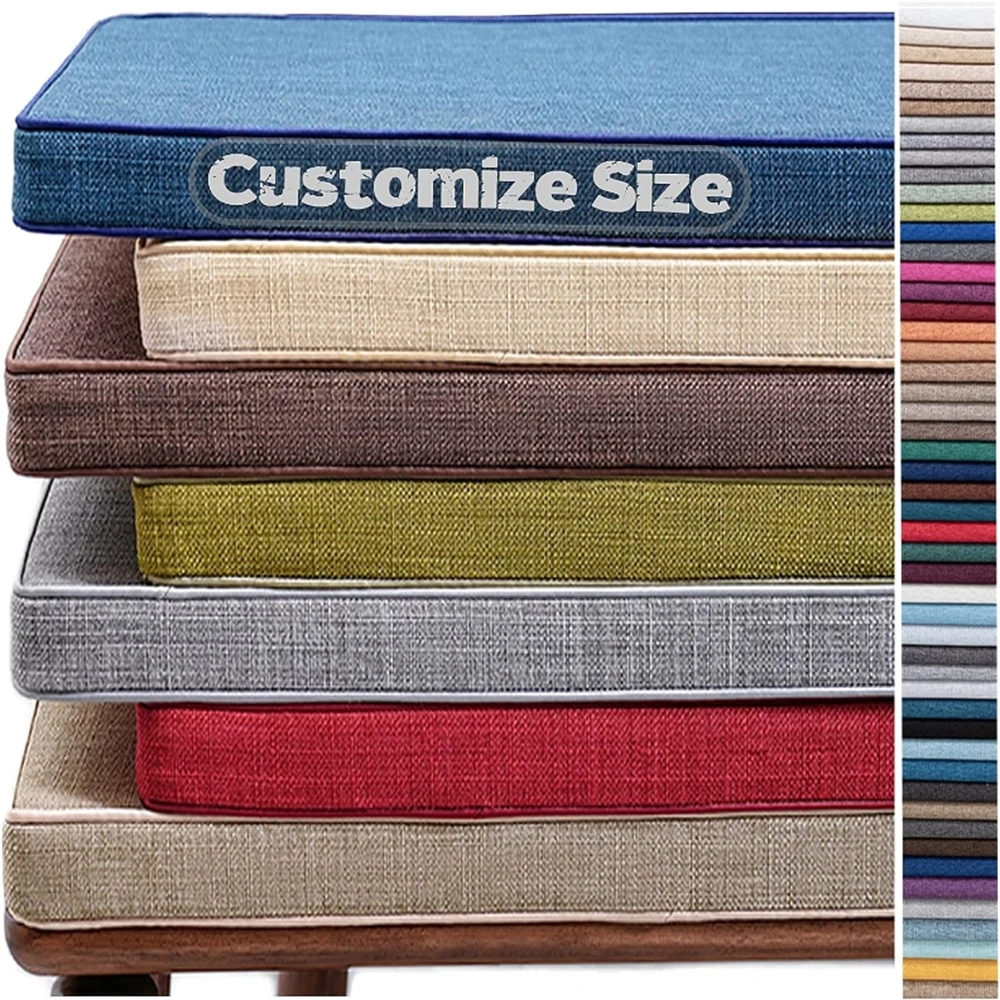 5 cm dickes Sitzkissen für Sitzbank mit doppelter Paspelierung, lange Matratze, individuelles Sofa-Stuhl-Sitzpolster, Garten-Cojines-Erkerfensterpolster, Schaukeln Image