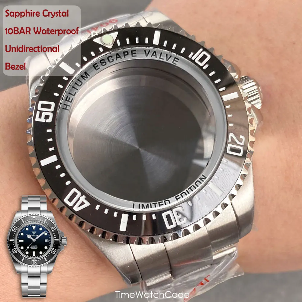 Helium Gerät Uhrengehäuse Zubehör 43mm fit für Meer Automatik uhren nh34 nh35a nh36a eta pt5000 st2130 Uhrwerk 316l Image