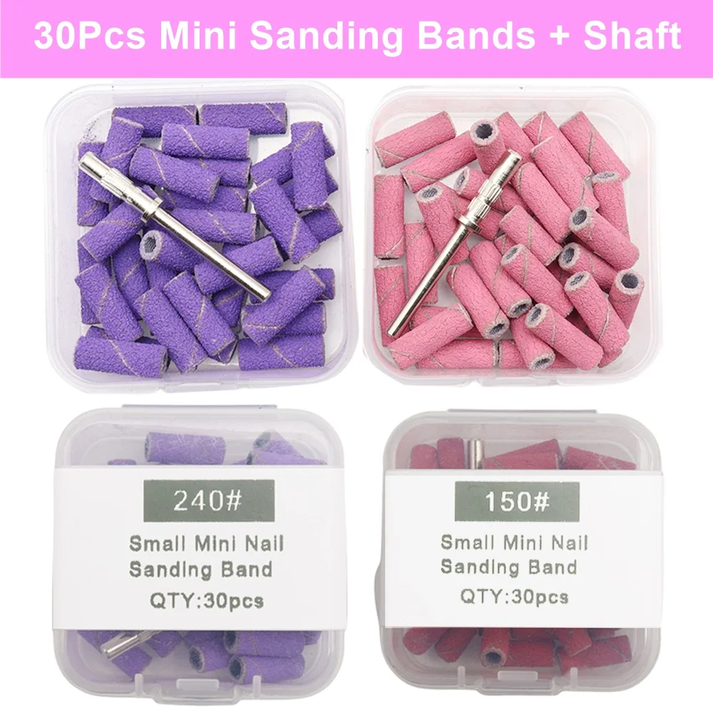 30 Stück 3,1mm Mini-Nagels chleif bänder mit Schaft 3/32 "Nagel bohrer Sand bänder abgestorbene Haut Hornhaut Nagel gel Nagel werkzeugs atz entfernen Image