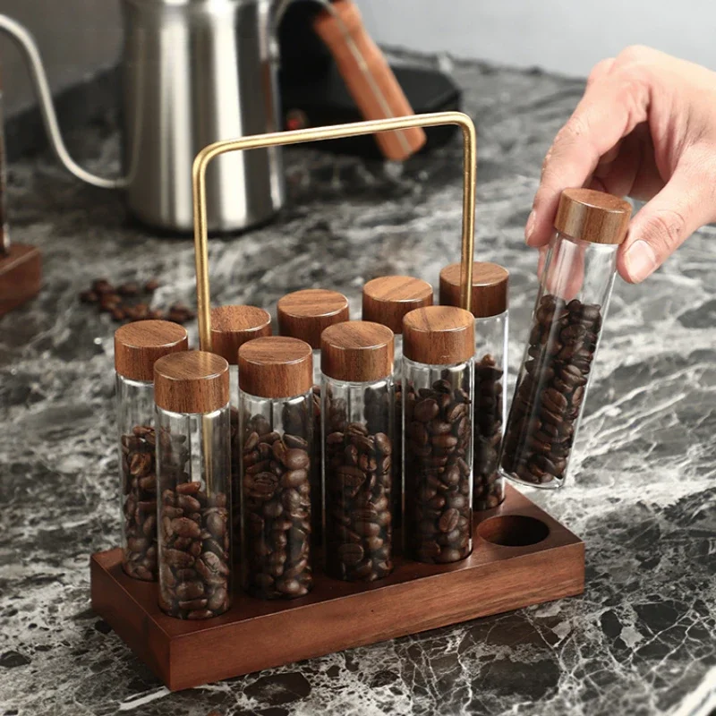 Kaffeebohnen Vorrats behälter Abgabe flasche Einzel rohr Lagerung Kaffee Zubehör Glas Reagenzglas Displayst änder versiegelt Image