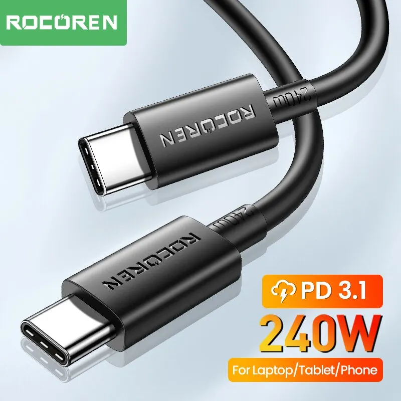 Rocoren 240w typ c kabel stromkabel pd 3,1 für macbook samsung s22 xiaomi usb c zu usb c pd kabel 5a schnell ladekabel typ c Image