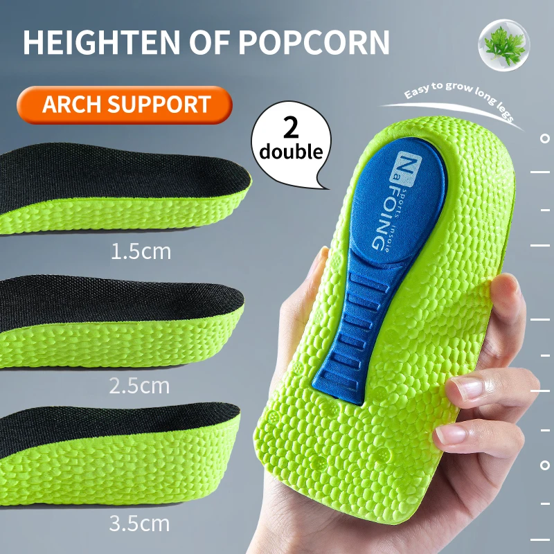 Memory Foam Höhe Erhöhen Einlegesohlen für Männer Frauen Schuhe Plattfüße Arch Support Orthopädische Einlegesohlen Turnschuhe Ferse Lift Pflege Einlegesohle