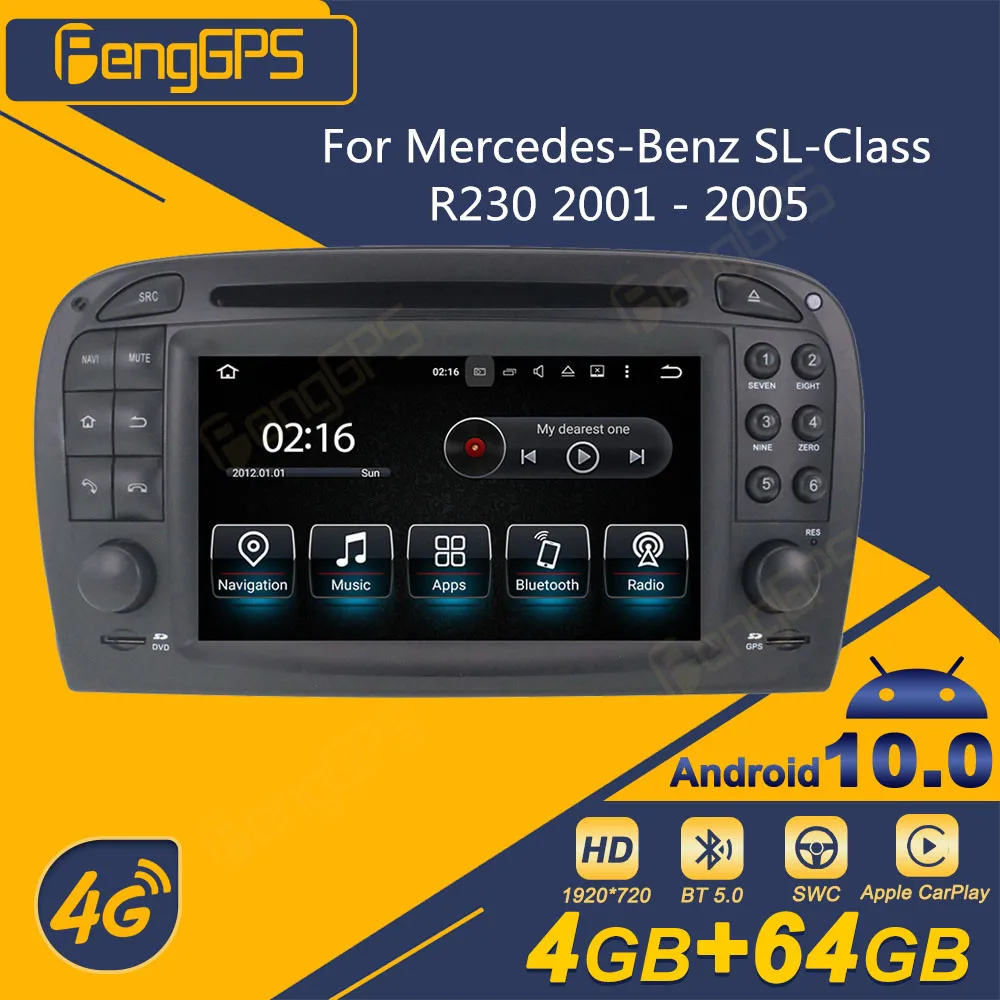 Für Mercedes-Benz SL-Klasse R230 2001 - 2005 Android Auto Radio 2 Din Stereo Empfänger Autoradio Multimedia DVD Player GPS Navi