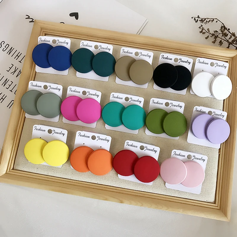 Ohrstecker für Damen, trendig, rund, Statement-Stil, Vintage, großer Acrylkreis, Bohemian-Stil, große geometrische Farben, rote Accessoires