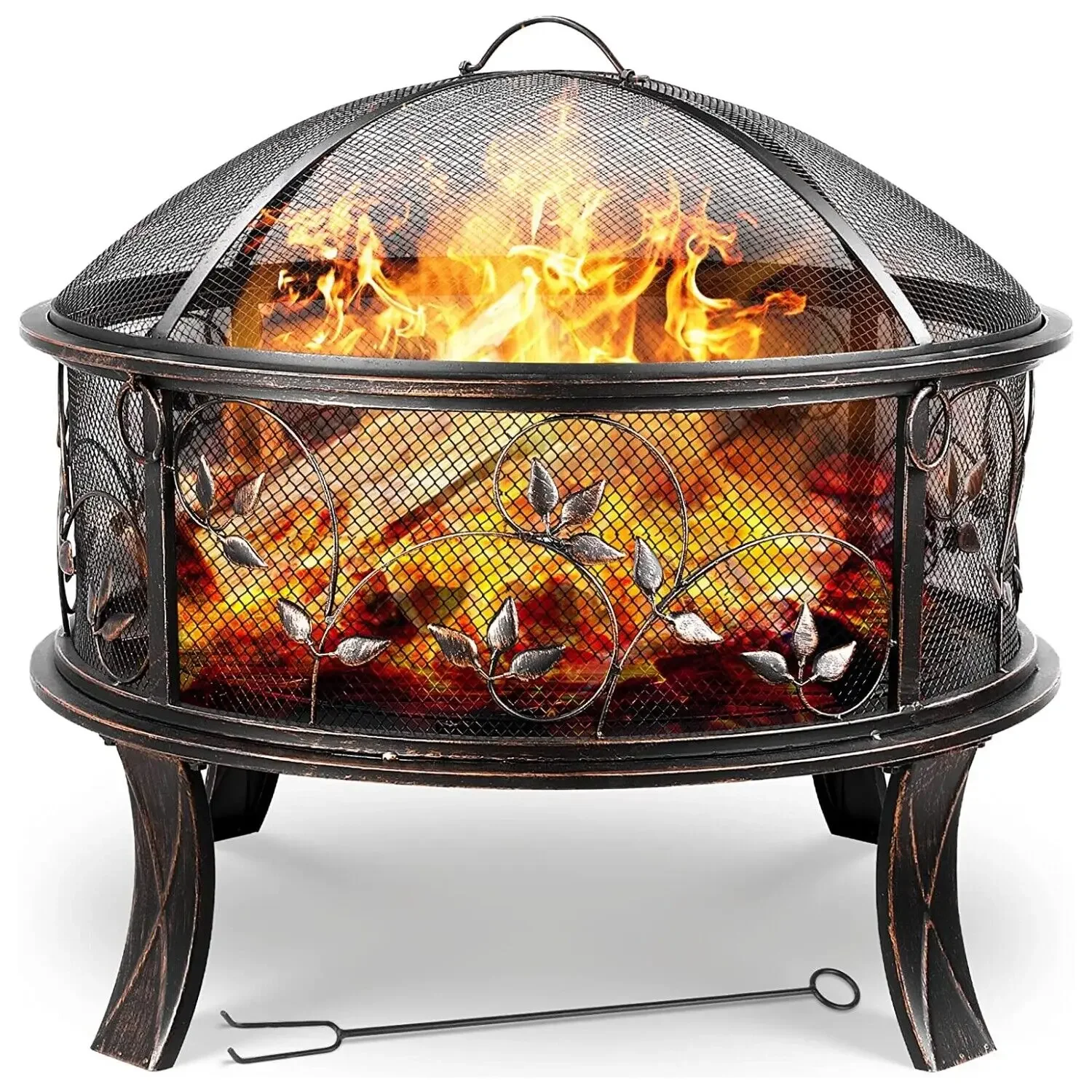 Garten feuerschalen, Feuer korb mit Funken schutz ø 71cm, Kamin Retro-Look, inkl. Poker & Holzkohle-Rost, Heizung im Winters tall Image