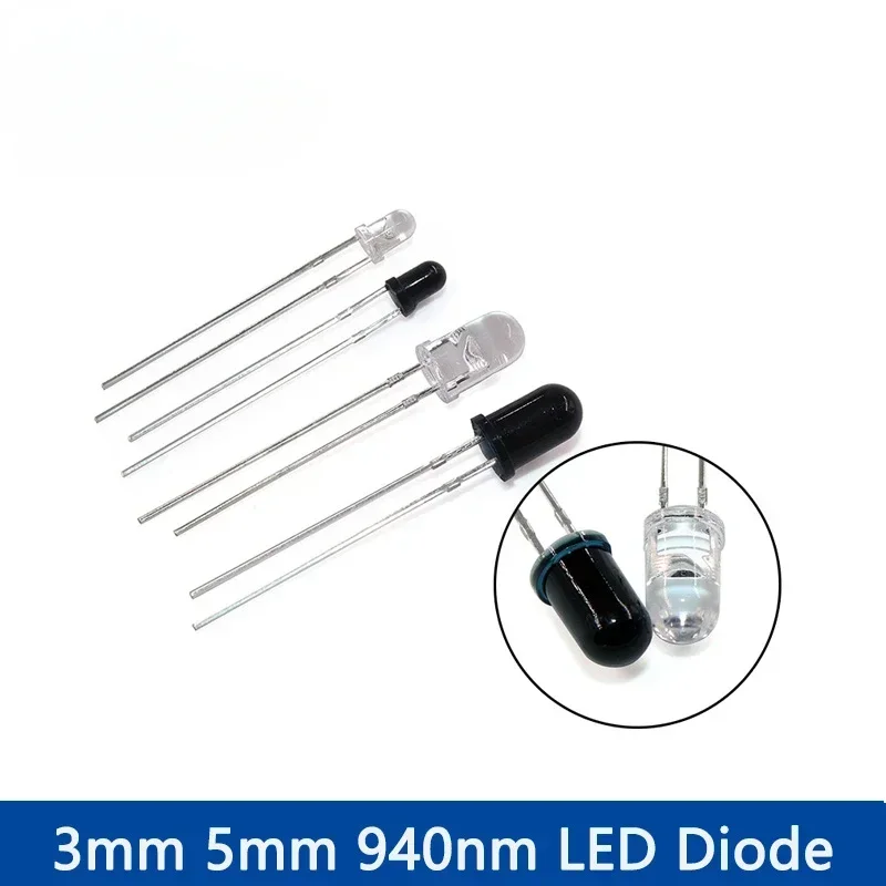 10 Set 5 mm 3 mm 940 nm LEDs Infrarot-Sender und Empfängerdiode 1,4–1,6 V 20 mA Image
