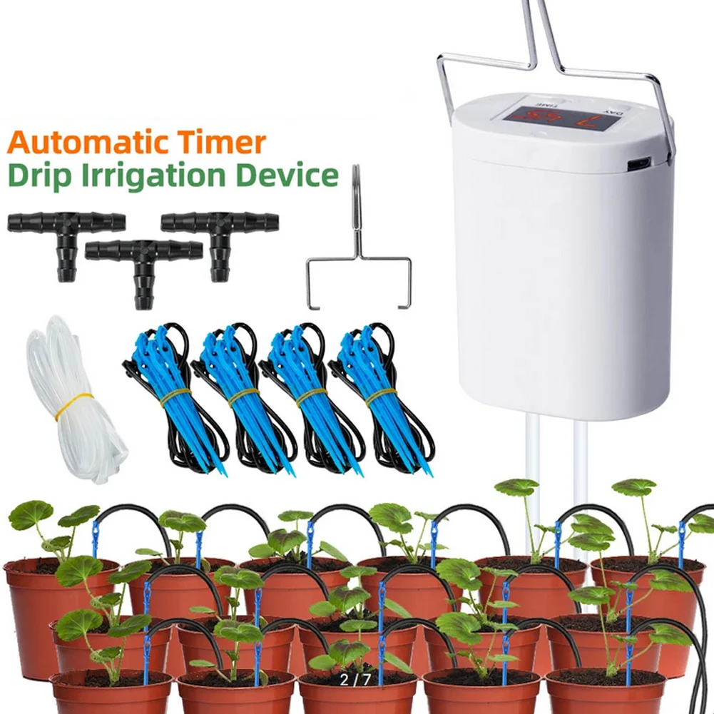 Automatische Pflanzen blumen bewässerungs pumpe 2/Köpfe Pumpe selbst bewässerndes Kit automatische Timer-Tränke Tropf bewässerung Garten werkzeug Image