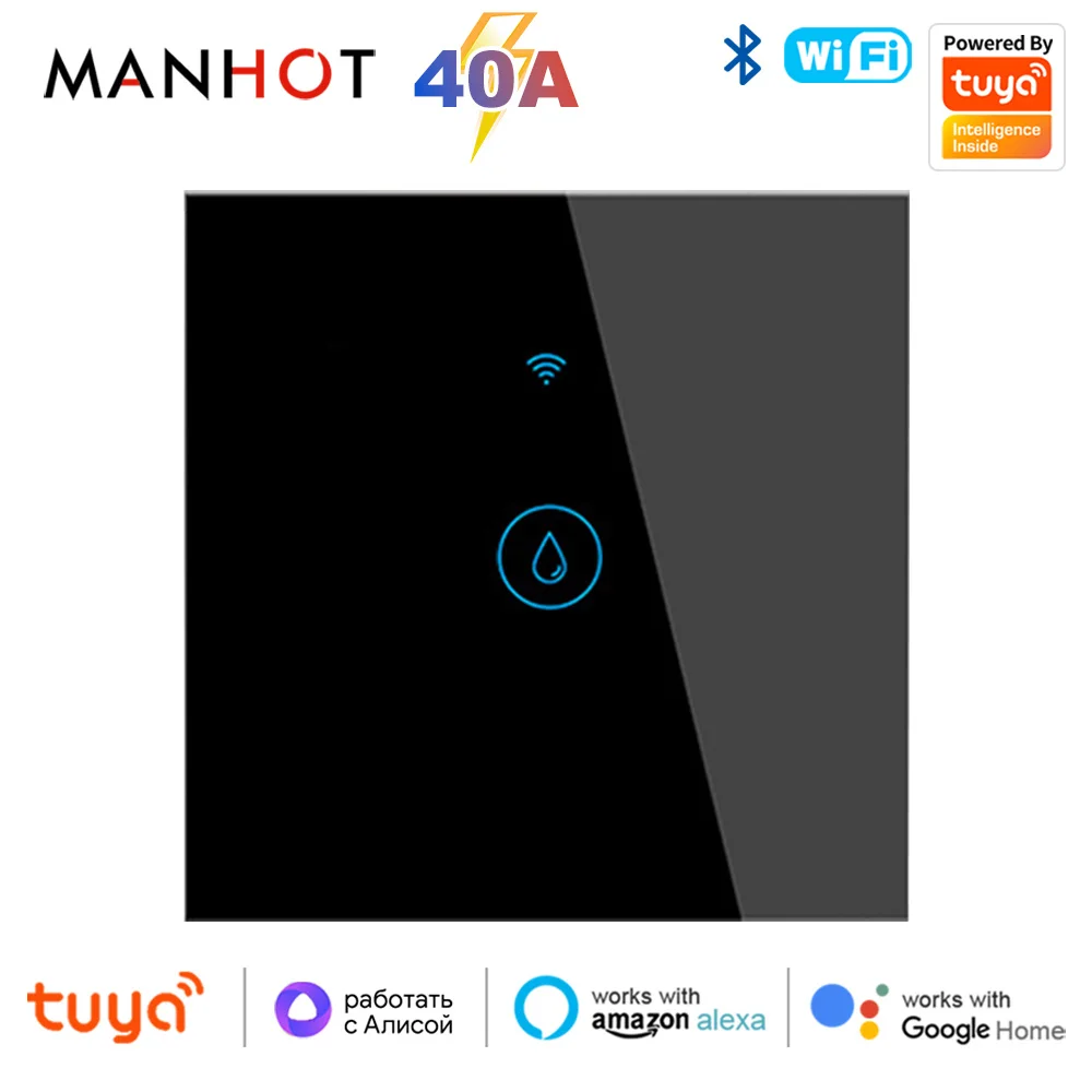 Tuya eu wifi bluetooth smart kessel warmwasser bereiter schalter 40a 8000w smart life app fernbedienung arbeiten mit alexa google home Image