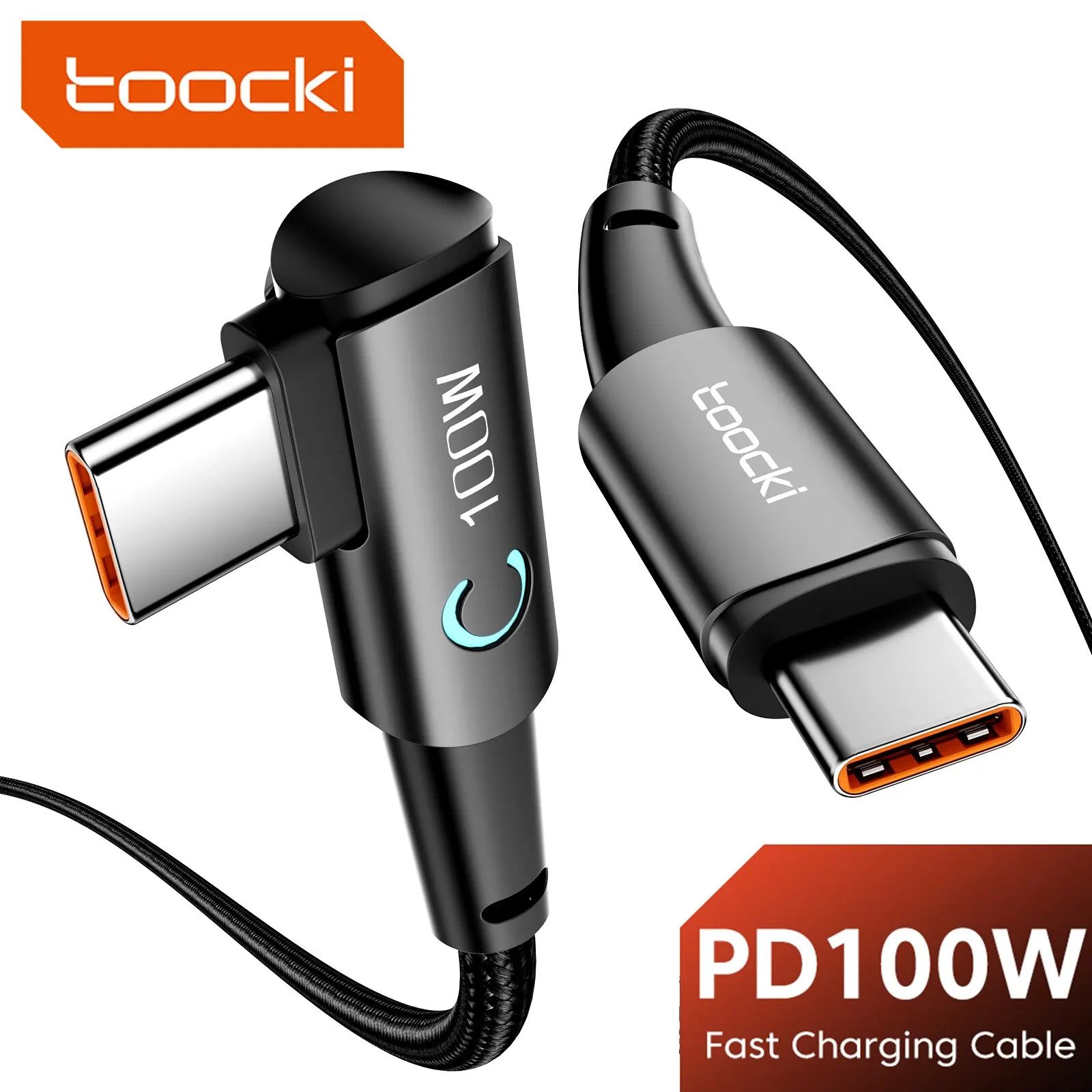 Toocki 100w usb c zu usb c kabel 90 grad für ipad macbook pro xiaomi samsung huawei schnell ladetyp c datums kabel Image