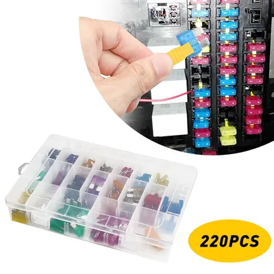 220Pcs Car Fuse Assortment Set Profile Profile Middle Size Blade Type Fuse Auto Car Truck of Xenon