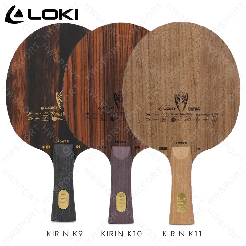 LOKI KIRIN K9 K10 K11 Tischtennisschläger, professionelle Kohlefaser, aus + Ping-Pong-Klinge mit steifem Oberflächenmaterial Image
