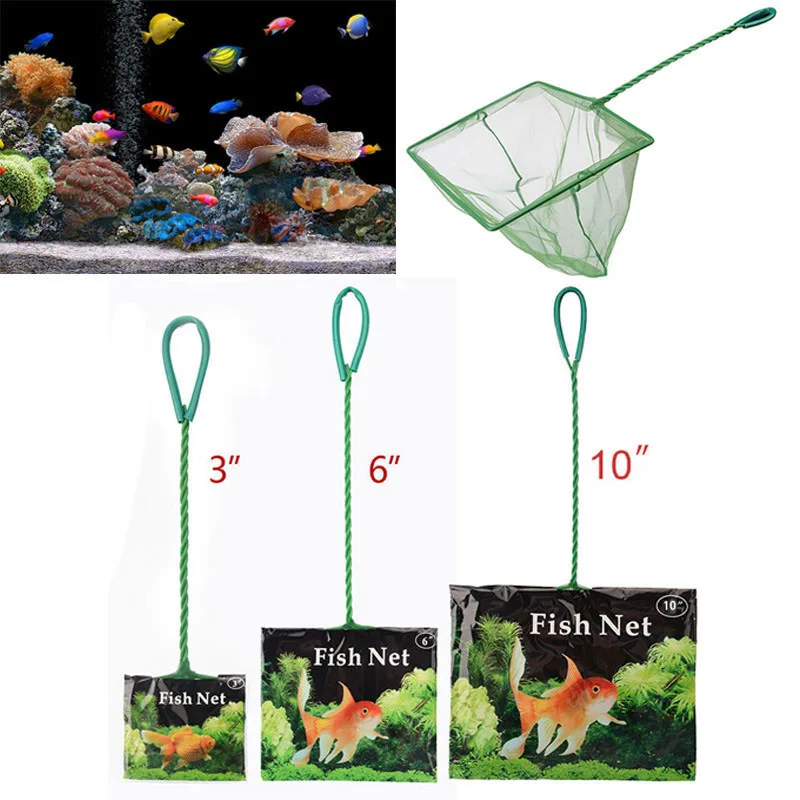 Tragbares Fisch netz langer Griff quadratisches Aquarium Zubehör Aquarium Kescher Fischernetz Fisch schwimmende Gegenstände Reinigungs werkzeug Image