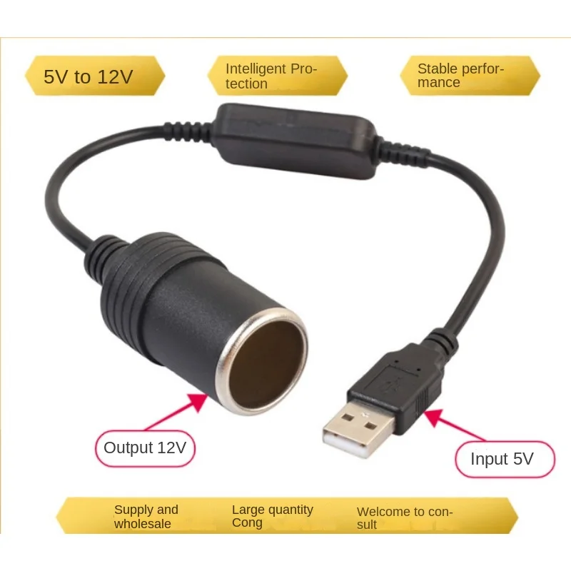 1pc 5V 2A USB Zu 12V Zigarette Leichter Buchse USB Männlich zu Weiblich Zigarette Leichter Adapter konverter Auto Elektronik Zubehör Image