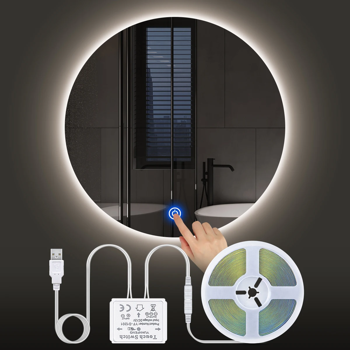 Dimmbare Badezimmer Eitelkeit Spiegel Licht COB 5V USB LED Streifen Durchdringen Spiegel Touch Sensor Schalter Make-Up Spiegel Hintergrundbeleuchtung beleuchtung