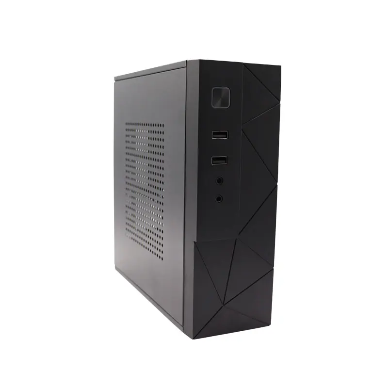 HTPC-Gehäuse MINI-ITX-Gehäuse SECC Lüfterloses Mini-ITX-HTPC-Gehäuse mit 3,5-Zoll-Festplattenfach und vertikalem Standfuß (schwarz) Image