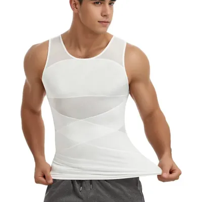 Männer Kompression Shirts für Männer Shapewear Brust Bauch Control Body Shaper Abnehmen Unterhemd Workout Weste Tank Top Image