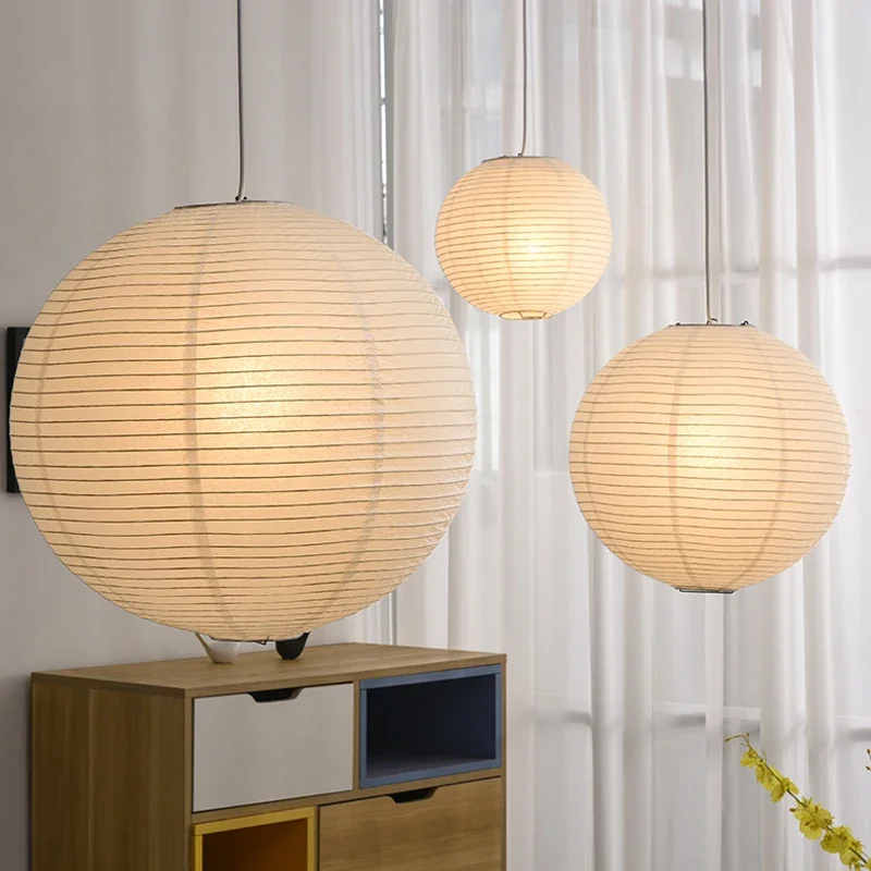 Japanischen stil Wabi Sabi Anhänger Lampe Studie Café Esszimmer Schlafzimmer Led Hängen Licht Runde Reis Papier Kronleuchter Zimmer Dekor Leuchte
