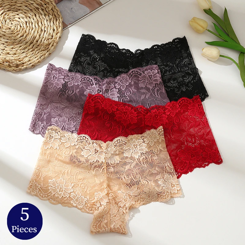 Warme Schritte 5 teile/satz Frauen Höschen Mode Spitze Frau Boxer sexy Dessous süße Blumen Damen Boy shorts bequeme Unterhosen Image