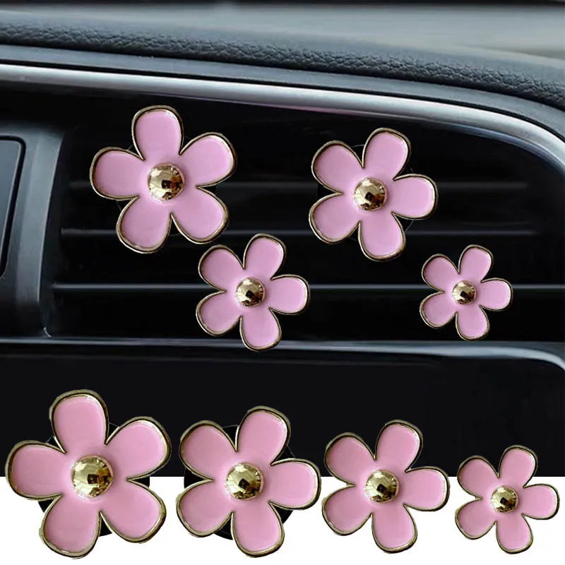 4 stücke Auto Zubehör Daisy Design Air Outlet Parfüme Dekorative Clip Tragbare Mini Blume Autos Lufterfrischer Diffusor Clips Image