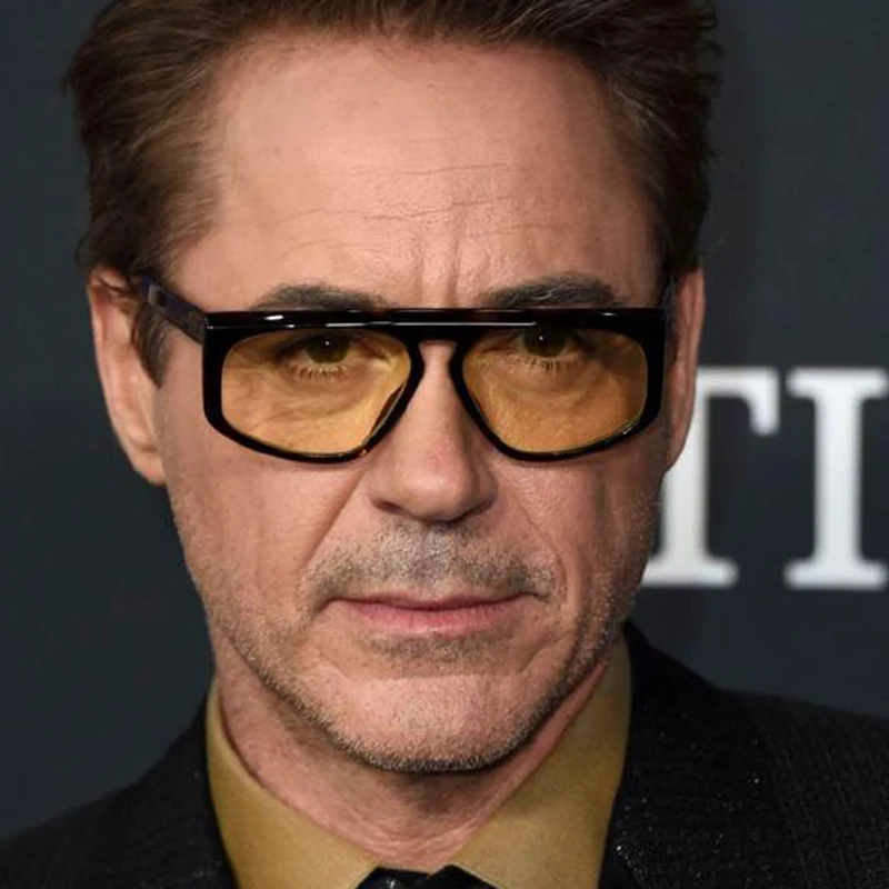 Iron Man Robert Downey Sonnenbrille Tony Stark Original Sonnenbrille gelbe Linse Fahrrad brille Mann Auto Fahr brille übergroß Image