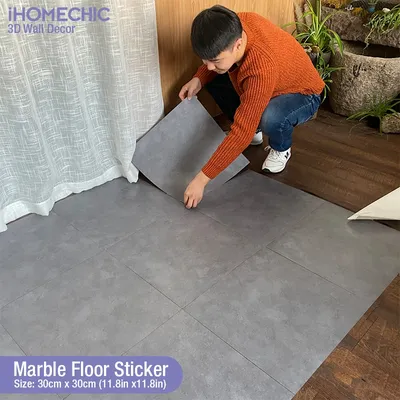 Simulierte Marmor Fliesen Boden Aufkleber PVC Wasserdicht Self-adhesive für wohnzimmer Wc Küche Image