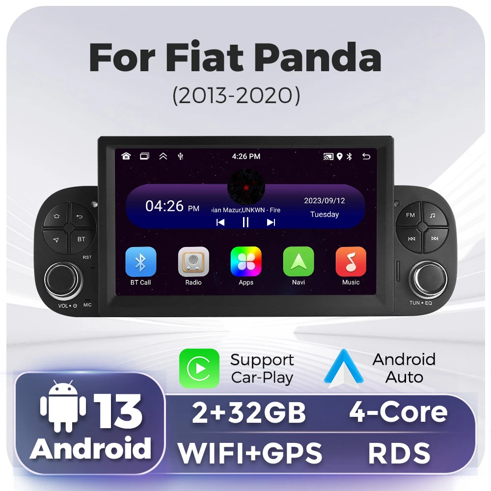 7 Zoll kabelloses Carplay Android Auto Autoradio für Fiat Panda 2018-Multimedia Video Player GPS Stereo Image