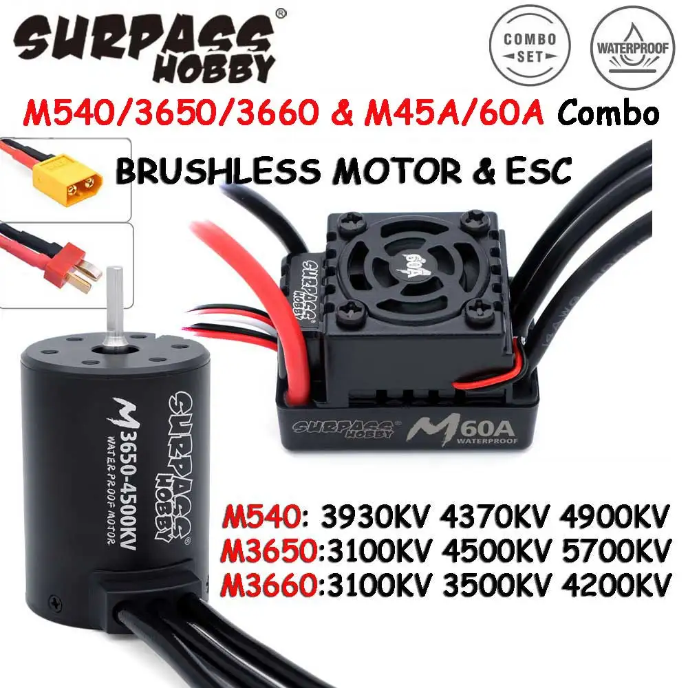 SURPASS HOBBY M540 M3650 M3660 Combo Wasserdichter bürstenloser Motor 3500/4200KV mit M45A/60A ESC für 1/10 1/12 RC Car Traxxas Off-Road