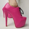 Laigzem Frauen Plattform Stiefeletten schnüren dünne High Heels Stiefeletten Kunstleder Damen hand gefertigte Schuhe Frau Größe 41 46 52