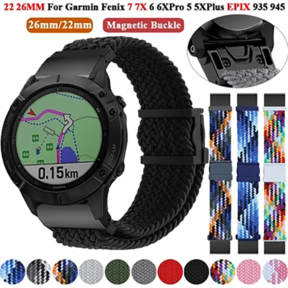 Approach S70 S62 geflochtenes Nylonarmband für Garmin Forerunner 965 955 935 745 945 Epix 2 Instinct Band 26 mm 22 mm Armband Image