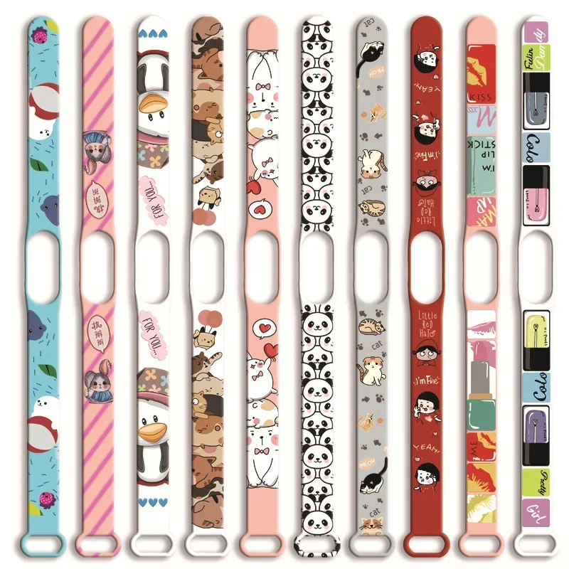 Armband Cartoon Print Band 6 Armband Sport Silikon Uhr Armband Miband Band 4 Armband für Xiaomi Mi Band 3 4 5 Image