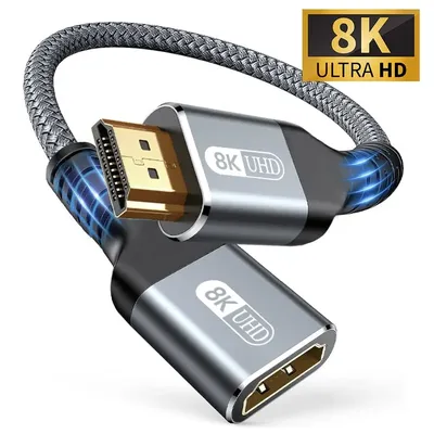 HDMI 2.1 8K Stecker auf Buchse Kabel HDMI Verlängerung geflochtenes Kabel 8K@60Hz 4K@240Hz Extender Adapter für Roku TV PS5 HDTV Blu-ray