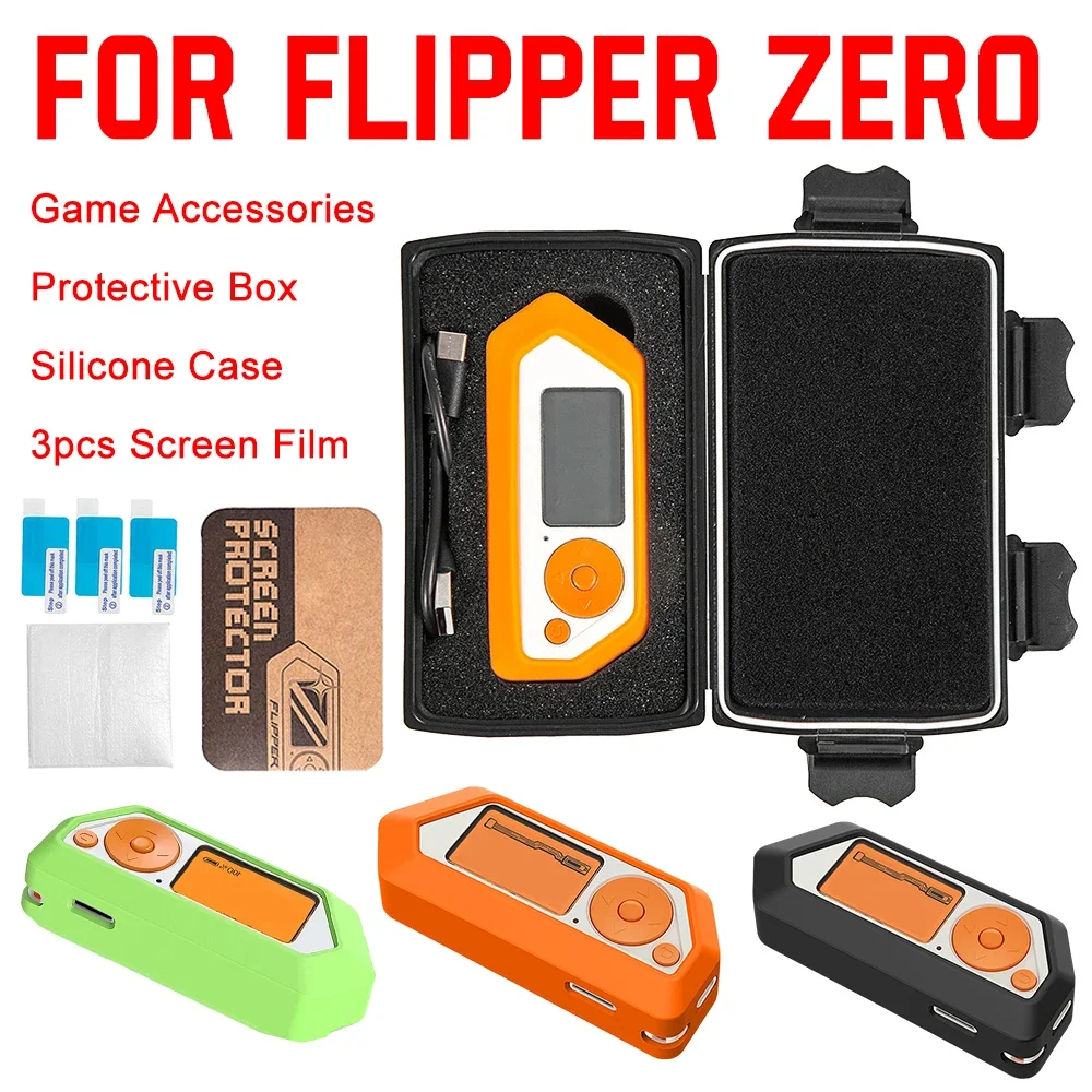Für Flipper Zero Game Console Trage tasche tragbare Schutzhülle Silikon hülle 3 stücke transparentem Bildschirm Film Spiel zubehör Image