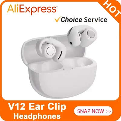 Neue V12 Kopfhörer Drahtlose Bluetooth 5,3 Offene Headsets HiFi Stereo Sport Kopfhörer HD Mic Anruf Ohr Clip Headset Für BOSE Ultra Image