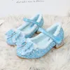 Disney Mädchen High Heels Frauen Schatz Kristall Schuhe Winter kinder Plüsch Mode Bogen Gefrorene Prinzessin Elsa Schuhe Größe