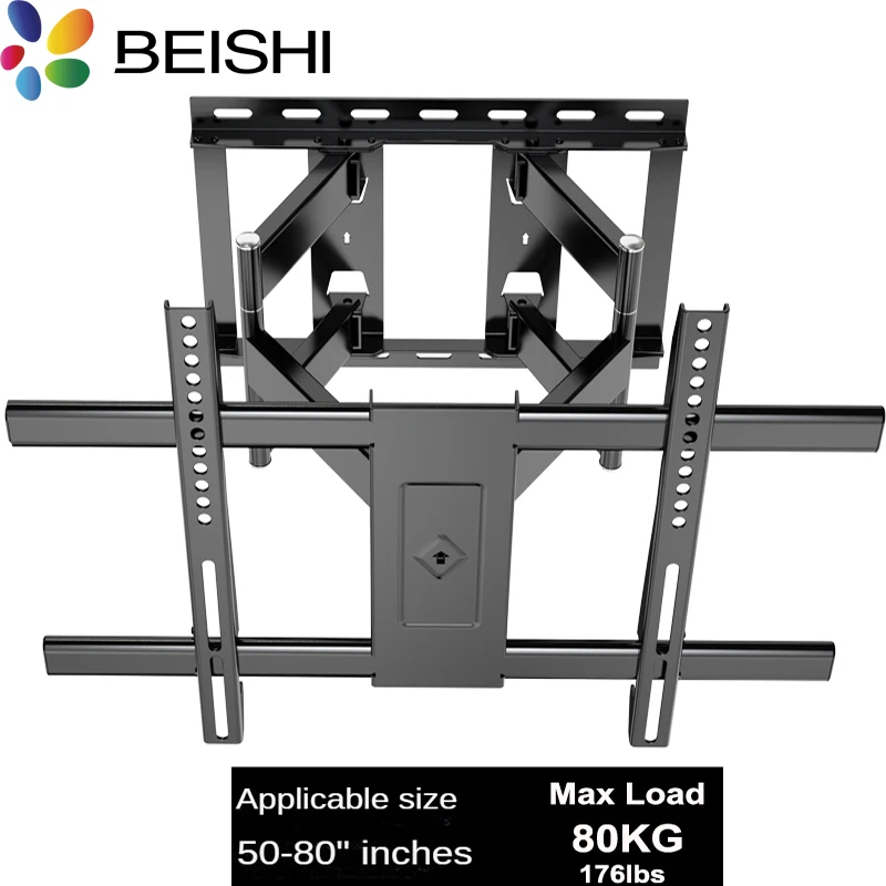 BEISHI Rack Full Motion TV-Wandhalterung für 32 Zoll - 80 Zoll Gelenk-TV-Wandhalterung mit 6 Armen, Full Motion Tilt Bracket TV